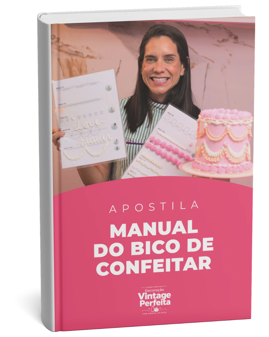 Mockup da Apostila Manual do Bico de Confeitar com Ana Bauer na capa